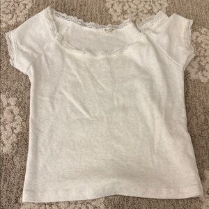 NWOT brandy melville White Lace Trim T-Shirt
